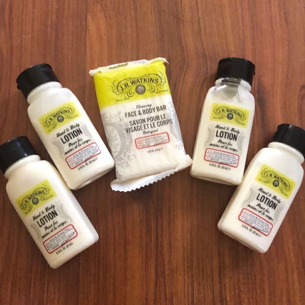 J.R.Watkins bundle Travel, size hand and body lotion, and face and body bar clea